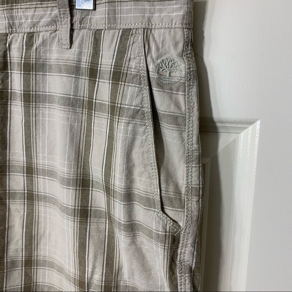 TIMBERLAND preppy neutral plaid cotton bermuda shorts relax fit 4 pockets sz 36 - Picture 4 of 9